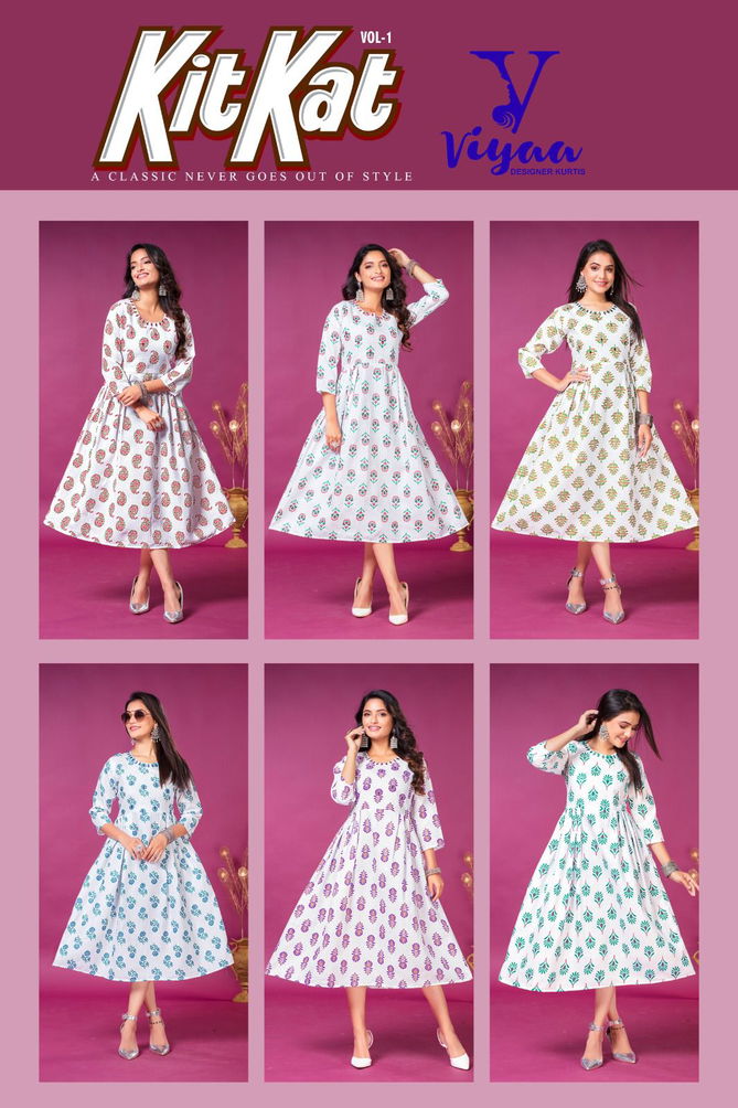 Viyaa Kit Kat Printed Cotton Anarakali Kurti Catalog
